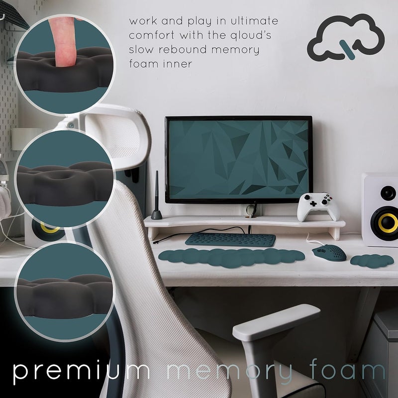 Create-ables Qloud Cloud Wrist Rest Keyboard Wrist Rest for Computer Keyboard Pad, Cloud Keyboard Wrist Rest, Wrist Pad for Keyboard, Memory Foam, Non Slip Base, Comes with Mouse Pad - Dark Teal - Image 5